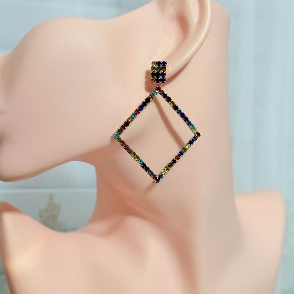 ⚜️ Amazing Multicolor Geometric Drop Earrings - Picture 4 of 8